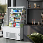 Wilprep 39"" Vertical Open Air Merchandiser with Curved Display & 13.4 cu. ft. Volume, Silver