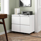 2 Drawers File Cabinet with Lock Metal Vertical File Cabient with Wheels Mobile File Cabinet for Office Home Legal/Letter/a4 Size Require Assembly (White, 2 Drawers)