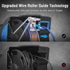 SURAIELEC 12 Gauge Extension Cord Reel, 60 FT Retractable Extension Cord, 12 AWG/3C SJTOW Heavy Duty Power Cord, 13 AMP Circuit Breaker, Lighted Triple Tap, Ceiling or Wall Mount, ETL Listed, Blue