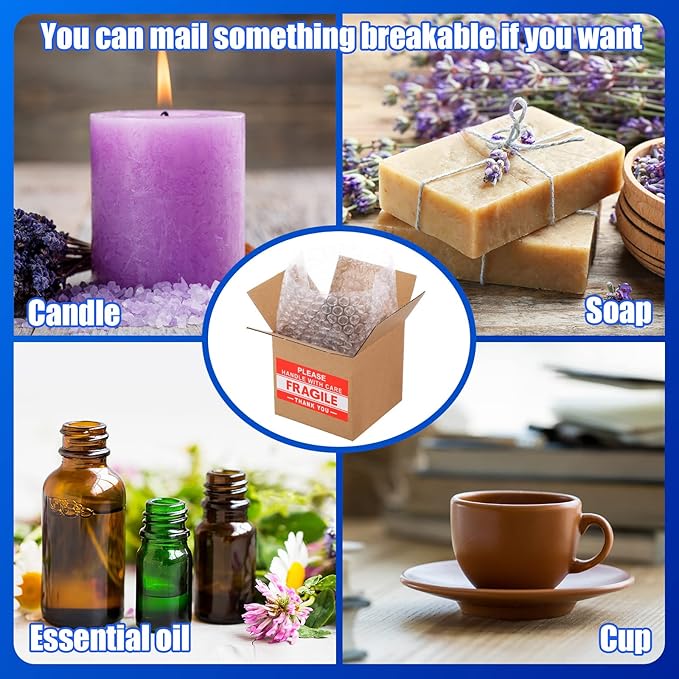 TaoBary 50 Set 4 x 4 x 4 Shipping Boxes for Small Business with Bubble Cushioning Wrap Fragile Packing Label Stickers Candle Small Mail Box Corrugated for Electronics Mug Gift Christmas