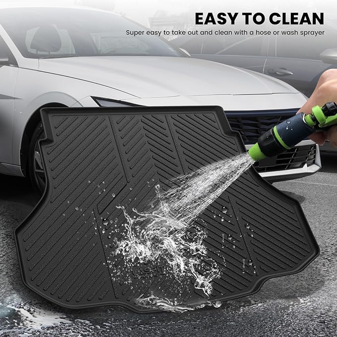 LASFIT Cargo Mat for Hyundai Elantra 2026 2025 2024 2023 2022 2021 & Elantra N 2022-2025, All Weather TPE Custom Fit Elantra & Elantra N Trunk Mat, Black