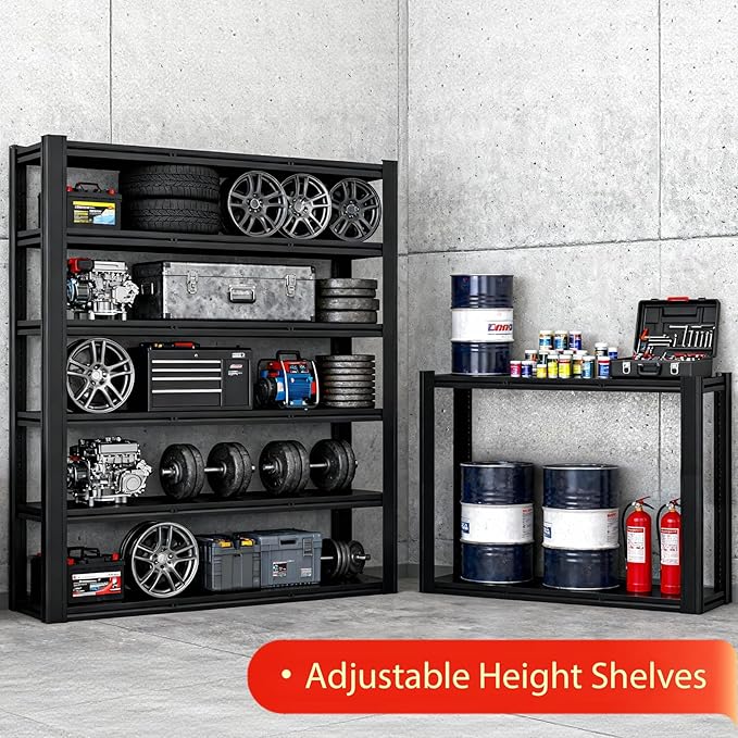 Metal Storage Shelves Unit,6-Tier Adjustable Heavy Duty Garage Shelving,4200LBS Garage Storage Industrial Shelves,Storage Racks,Steel Shelf Suitable for Shop,Warehouse,Basement