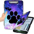 File Clipboard Storage with Pen Holder High Capacity Plastic Nursing Clipboards File Folder Storage Box Clipboard with Heavy Duty Clips for Teacher,Doctor,Offices-Dog Paw Print