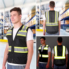 ProtectX 6 Pockets High Visibility Safety Vest for Men Women Class 2 Reflective Hi Vis Work Construction Vest