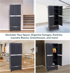 Sunnydaze Lockable Storage Cabinet - Indoor or Garage Storage Cabinet with 3 Adjustable Shelves - 57.5" H - Garage, Office, Home, Laundry Room - Shadow