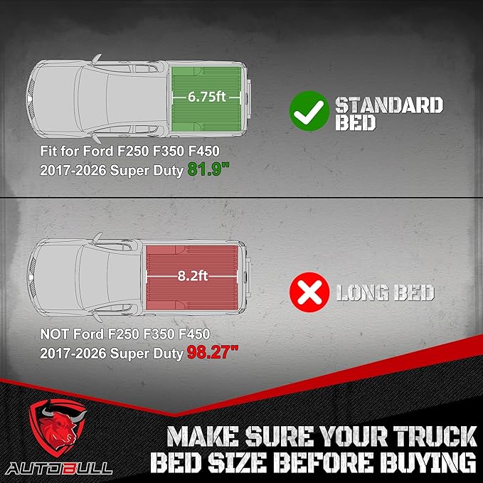 Truck Bed Mat Bed Liner Fit for Ford F250 F350 F450 2017-2026 Super Duty (6.8FT,81.9" Bed),Vehicle Truck Bed Liner Custom Fit All Weather Protection TPE Pickup Car Bed Mat