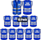 BeautyWill Custom Safety Vest Customized Logo Class 2 High Visibility Reflective Vest with Pockets Construction workwear