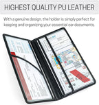 CANOPUS Car Registration and Insurance Holder, PU Leather Card Holder, Vehicle Glove Box Organizer for Auto, SUV, Truck, Black