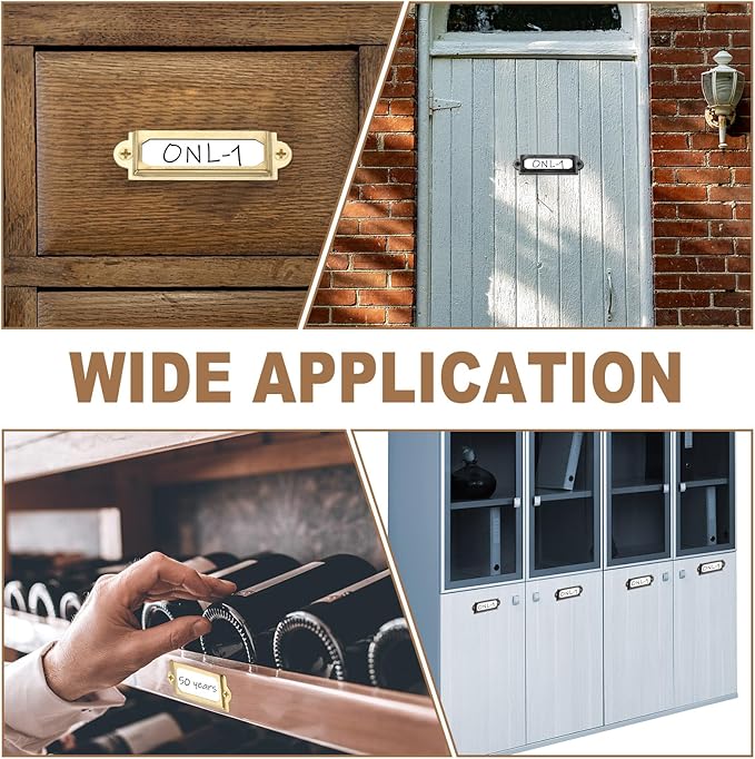 PATIKIL 60x24mm Metal Label Holders, 30 PCS Label Name Card Tag Frames with Screws for Office Library File Cabinets Shelves Wood Drawers Fabric Bins, Yellow