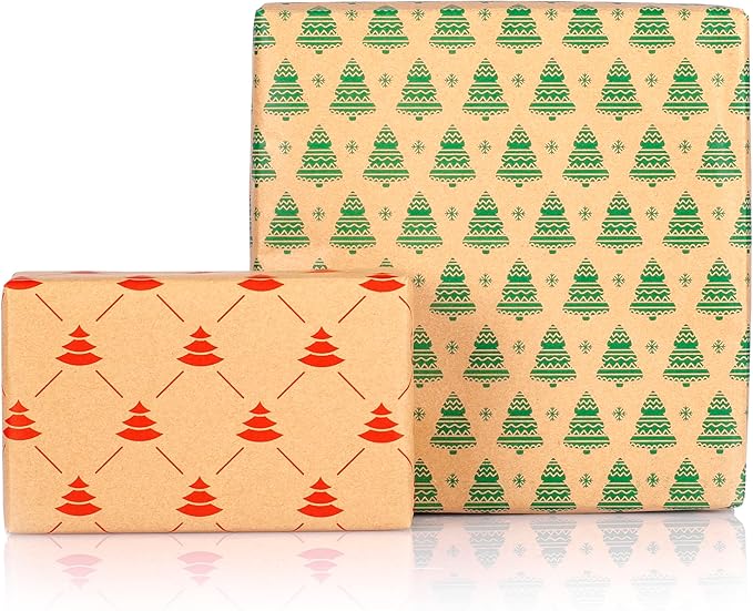 Purple Papers Eco Friendly Brown Gift Wraps for Christmas for small and medium sized boxes | Pack of 12 sheets | 18x22 Inches