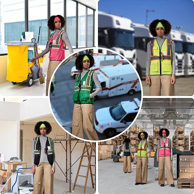 AYKRM Custom Logo Personalised Printed High Visibility Reflective 2 two tone work construction Safety Vest