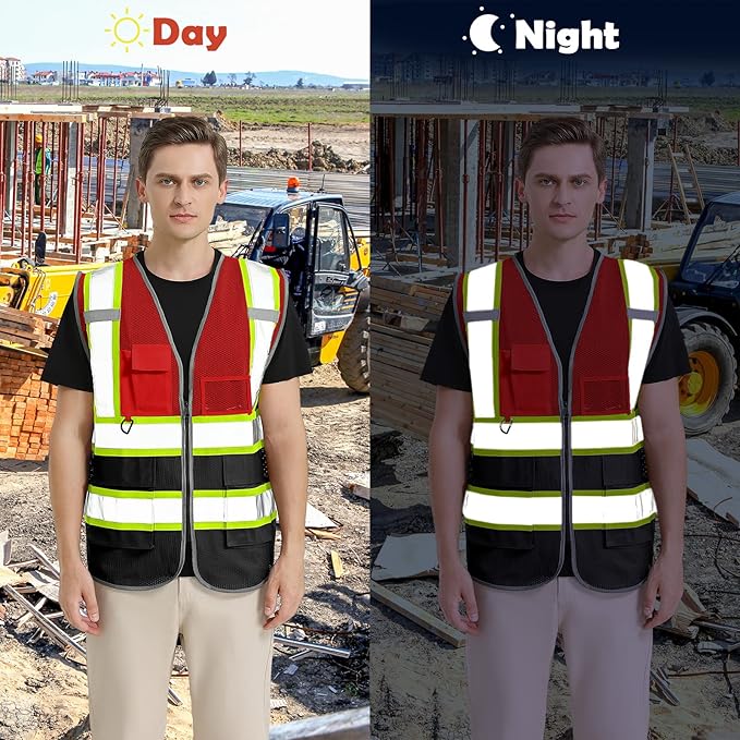 BeautyWill Custom Logo Safety Vest Class 2 High Visibility Reflective Vest for Men - Personalized Logo Team Vest