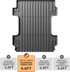 TripleAliners Truck Bed Mat Compatible with 2019-2025 2026 Chevy Silverado 1500/GMC Sierra 1500 Accessories 6.6FT Vehicle Perfectly Flush All Weather Protection TPE Heavy Duty Cargo Mat(Standard Bed)
