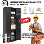 Storage Cabinet, 87 Inch Tall Metal Storage Cabinet with Doors and Shelves,Heavy Duty Metal Cabinet, Pantry Cabinets for Kitchen Storage, Garage Cabinet for Living, Dining Room.
