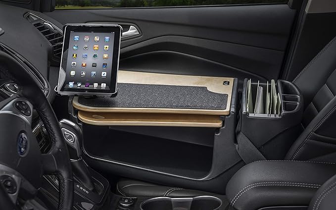 AutoExec GripMaster Car Desk for Your Vehicle Workstation and Mobile Office, Natural with 400 watt Power Inverter and Tablet Mount