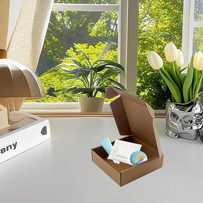 5x5x1.5 inch Small Shipping Boxes 50 Pack, Brown Corrugated Cardboard Mailer Boxes Bulk for Packaging Business Mailing Gift，Mini Mailer Boxes for Packaging Supplies Business Present