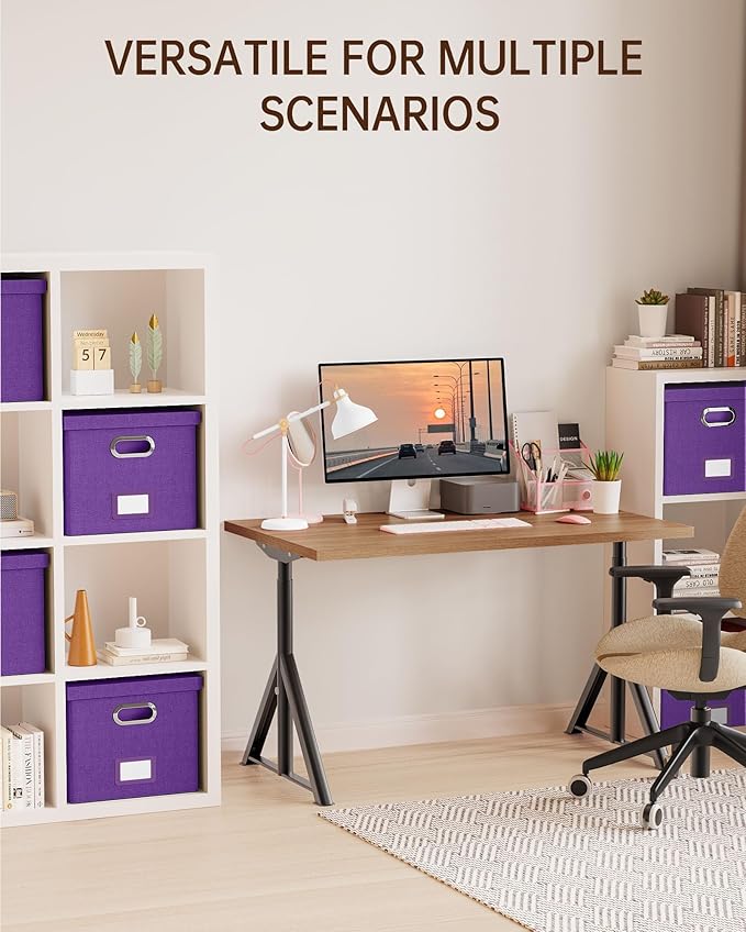 2 Pack File Storage Organizer, Filing Box, Portable File Box with Lid, Fit for Letter/Legal File Folder Storage, Document Organizer, Purple