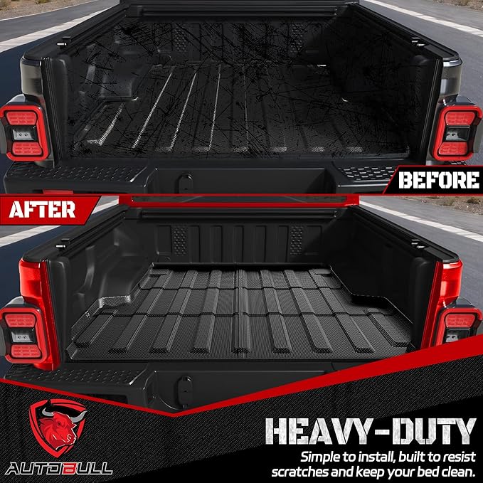 Truck Bed Mat Bed Liner Fit for Jeep Gladiator JT 2025 2024 2023 2022 2021 2020 (60 inches), Vehicle Truck Bed Liner Custom Fit All Weather Protection TPE Pickup Car Bed Mat