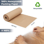 Bubble Wrap Substitute - Honeycomb Packing Paper 15''x360', Cushioning Wrap Moving, Shipping, Packing for Glassware, Plates, Cups with 36 Fragile Sticker Labels