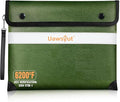 Fireproof Document Bag - 6200°F Heat Insulated, Small Important Document Bags with Zipper, Water Resistant Money Bag for Cash, Cell Phone, Tablet, Credit Card,Passport (13.9"x10.6", Green)