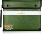 Fireproof Document Bag - 6200°F Heat Insulated, Small Important Document Bags with Zipper, Water Resistant Money Bag for Cash, Cell Phone, Tablet, Credit Card,Passport (13.9"x10.6", Green)