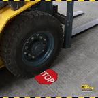 Mighty Line Stop Floor Sign Sticker for Safety, Warning, Heavy-Duty, Peel and Stick, Adhesive, Industrial Quality, 12"