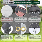 Heavy Duty Patio Furniture Covers Waterproof, 600D Round Outdoor Furniture Cover Waterproof for Sectional Sofa Couch, Outdoor Dining Table and Chair Set Covers 96"DIA x 28"H, Grey
