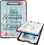 A4 Clipboards,Heavy Duty Waterproof Nursing Plastic Folder Clipboard with Storage Clip Boards,File Folder Storage Box Clipboard Case for Teacher,Doctor,Offices,Bible Quote Proverbs 31-25