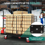 YITAHOME Platform Truck Cart with Cage, 42 x 26 in 1000LBS Capacity Folding Cart with Wheels,Heavy Duty Hand Moving Cart,Foldable Dolly Cart with Basket for Warehouse Luggage Moving