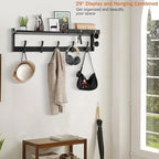 29'' Coat Rack Wall Mount with Shelf, Coat Hanger Wall Mount with Key Hooks and Mail Holder, Wood Entryway Floating Shelf with Hooks and Storage, Hat Rack for Wall Key Holder Mail Organizer