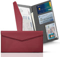 CoBak Leather Car Registration and Insurance Holder with Magnetic Compartment - Vehicle Glove Box Organizer for Driver License, Cards, Emergency Cash - Auto Truck Accessories Case, Wine Red