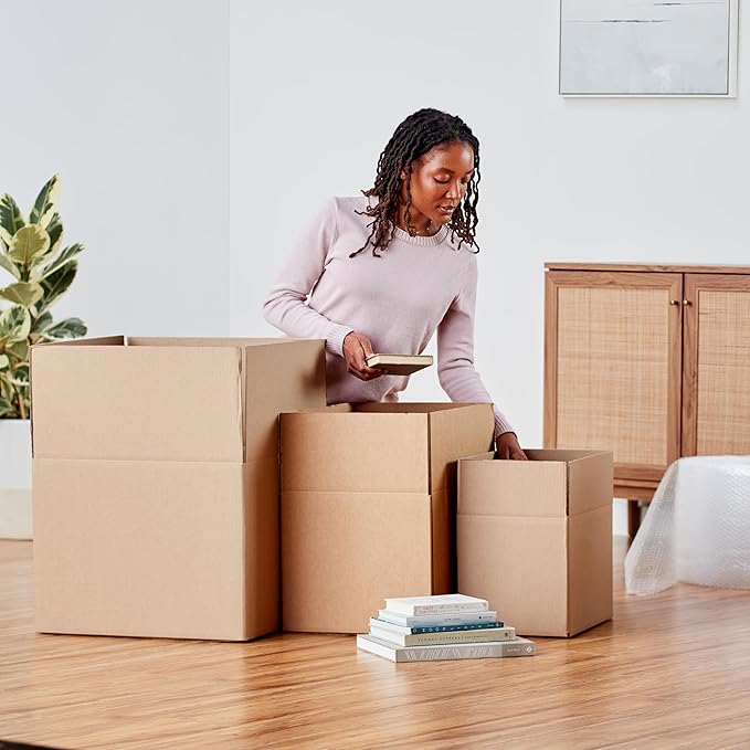 Amazon Basics Cardboard Moving Boxes, 20 Pack, Medium, Brown, 18" x 14" x 12"
