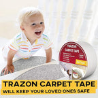 Carpet Tape Double Sided - Rug Tape Grippers for Hardwood Floors and Area Rugs - Carpet Binding Tape Strong Adhesive and Removable, Heavy Duty Stickers Grip Tape, Residue Free (2 Inch / 15 Yards)