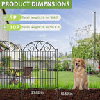 10 Panels No Dig Decorative Garden Fence Panel – 28" H X 19.6' L Rustproof Metal Dog Fence Outdoor for Yard, Animal Barrier Fence for Pet, Garden Border, Patio, Flower Beds| Temporary Fencing