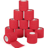 12Pcs 2”x 5 Yards Self Adhesive Bandage Wrap Elastic Bandage Wrap Self Adherent Cohesive Wrap Bandages for Wrist Ankle Vet Tape for Dogs Athletic Swelling Sprains Tape Grip Cover (Red)