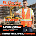 BeautyWill Custom Safety Vest Customized Logo Class 2 High Visibility Reflective Vest with Pockets Construction workwear