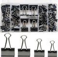 Binder Clips Assorted Sizes, 140 PCS Black Binder Paper Clips Office Clips Office Supplies Desk, 4 Sizes Cute Binder Clips Large Medium Binder Clip Small Paper Clips Medium Paper Clamps (Black)