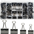 Binder Clips Assorted Sizes, 140 PCS Black Binder Paper Clips Office Clips Office Supplies Desk, 4 Sizes Cute Binder Clips Large Medium Binder Clip Small Paper Clips Medium Paper Clamps (Black)