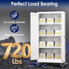 61" H Metal Garage Storage Cabinet, Rolling Tool Cabinet with 2 Doors and Wheels, Locker Steel Cabinet with 3 Adjustable Shelves, Organization Cabinet for Garage,Office,Home,Gym,School（White）