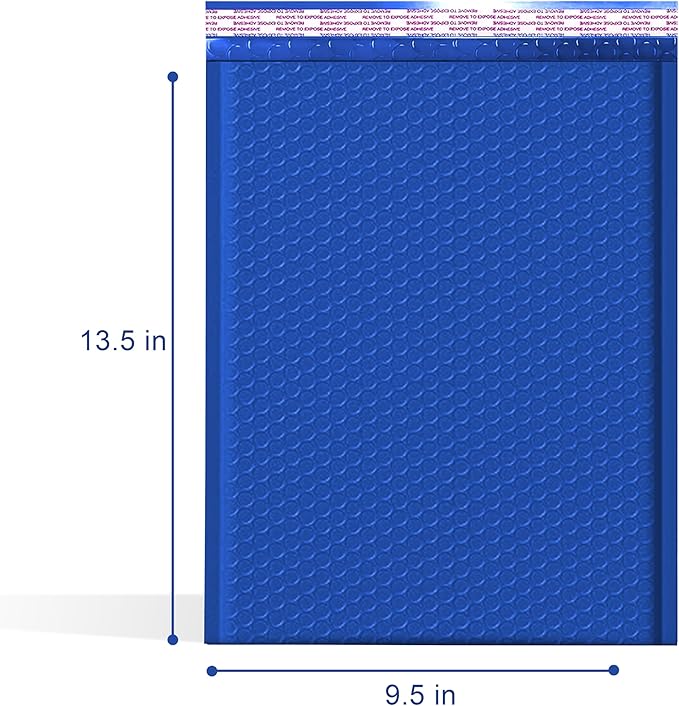 Royal Blue 9.5x14.5 Inch Poly Bubble Mailers #4 | Self Seal Large Padded Envelopes | Air Cushioned Bubble Mailer | Usable Size 9.5x13 Inch Waterproof Lightweight Mailing Shipping Bags | 100 Pack Bulk