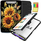 Clipboard with Storage,Office Supplies Nursing Clipboards Folder with Pen Holder Smooth Writing Plastic Storage ClipBoard Foldable for Teacher Nurse,Butterfly Sunflowers