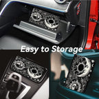 Car Registration and Insurance Holder, Leather Car Glove Box Organizer, Cool Car Accessories for ID, Driver's License Cards & Essential Document, business cards, Men&Women,Soon Moon Stars Black
