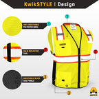 KwikSafety - Charlotte, NC - BIG KAHUNA Safety Vest [2 Pack] Class 2 ANSI OSHA Reflective Vest Durable High Visibility Vest Construction Safety Vest for Men Industrial Work Gear/Yellow Large