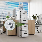 Aobabo 4 Drawer File Cabinet, Metal Filing Cabinet with Lock, Suitable for Home Office School Hanging Files Letter/Legal/A4 Size,White,Required-Assembly,17.72" D x 14.96" W x 55.2" H