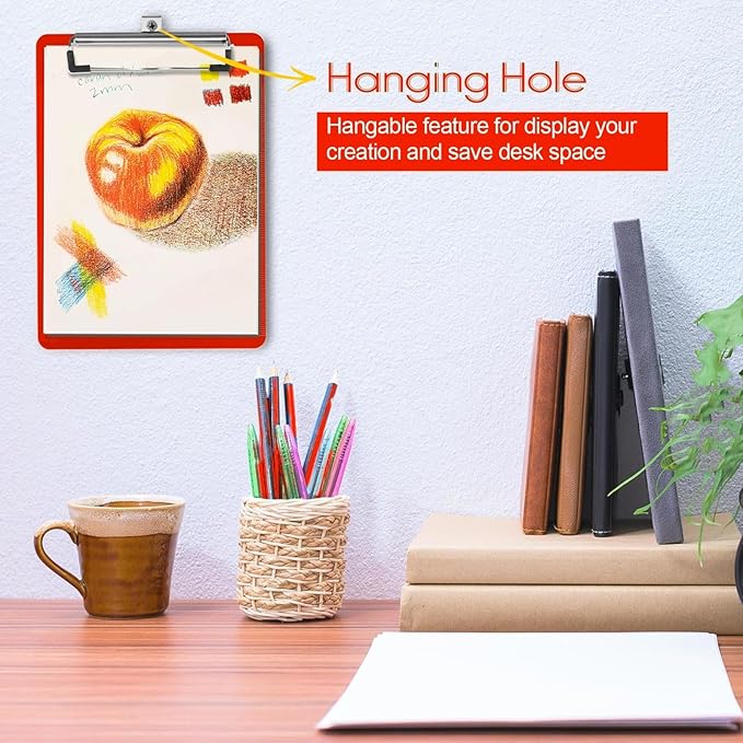 Red Nursing Clipboard with Pen Holder,Plastic Clip Boards 8.5x11 Heavy Duty,A4 Letter Size, Cute Clipboards for Women Kids Teacher,Classroom Office Home