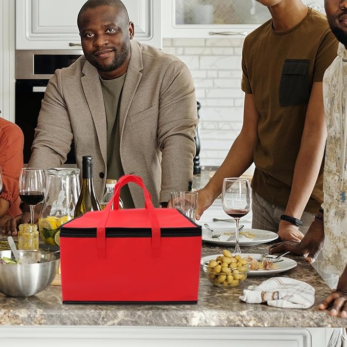 PRETYZOOM Insulated Bag for Food Packing, Large Capacity Pizza Packing Bags for Hot And Cold Food, Reusable Warming Carrier for Holiday, Picnic, Family Gathering