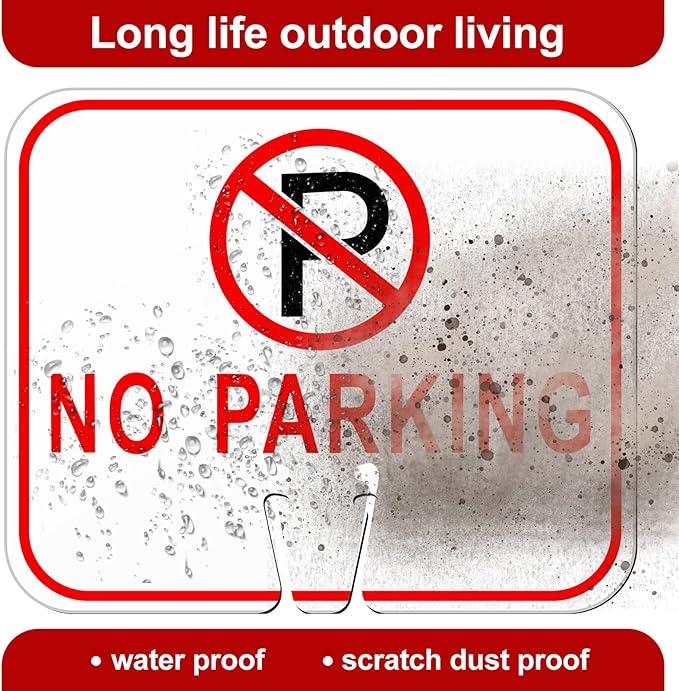 Geetery 3 Pcs No Parking Signs Traffic Cone, 12.6 x 10.43 Inches Plastic Traffic Cone Top Warning Sign for Road Barricade Outdoor Construction Waterproof