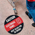 Caution Electrical Panel Circle Floor 10x10 inches, Floor Decal Anti-Slip Adhesive Floor Sign Made in USA