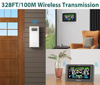 Weather Station Wireless Indoor Outdoor Thermometer: Digital Weather Thermometer with Atomic Clock Temperature Humidity Monitor with Calendar Adjustable Backlight