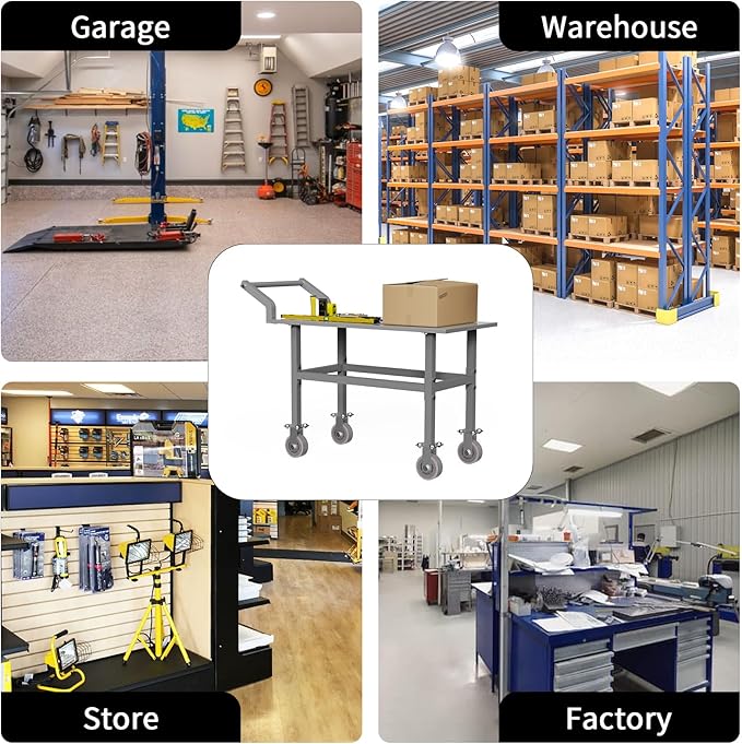 Work Height Platform Truck Cart, 2000LBS Weight Capacity Platform Cart with 5Inch Caster Provide Comfortable 28 Inch Working Platform Allow to Transport and Perform Easily Without Excessive Bending